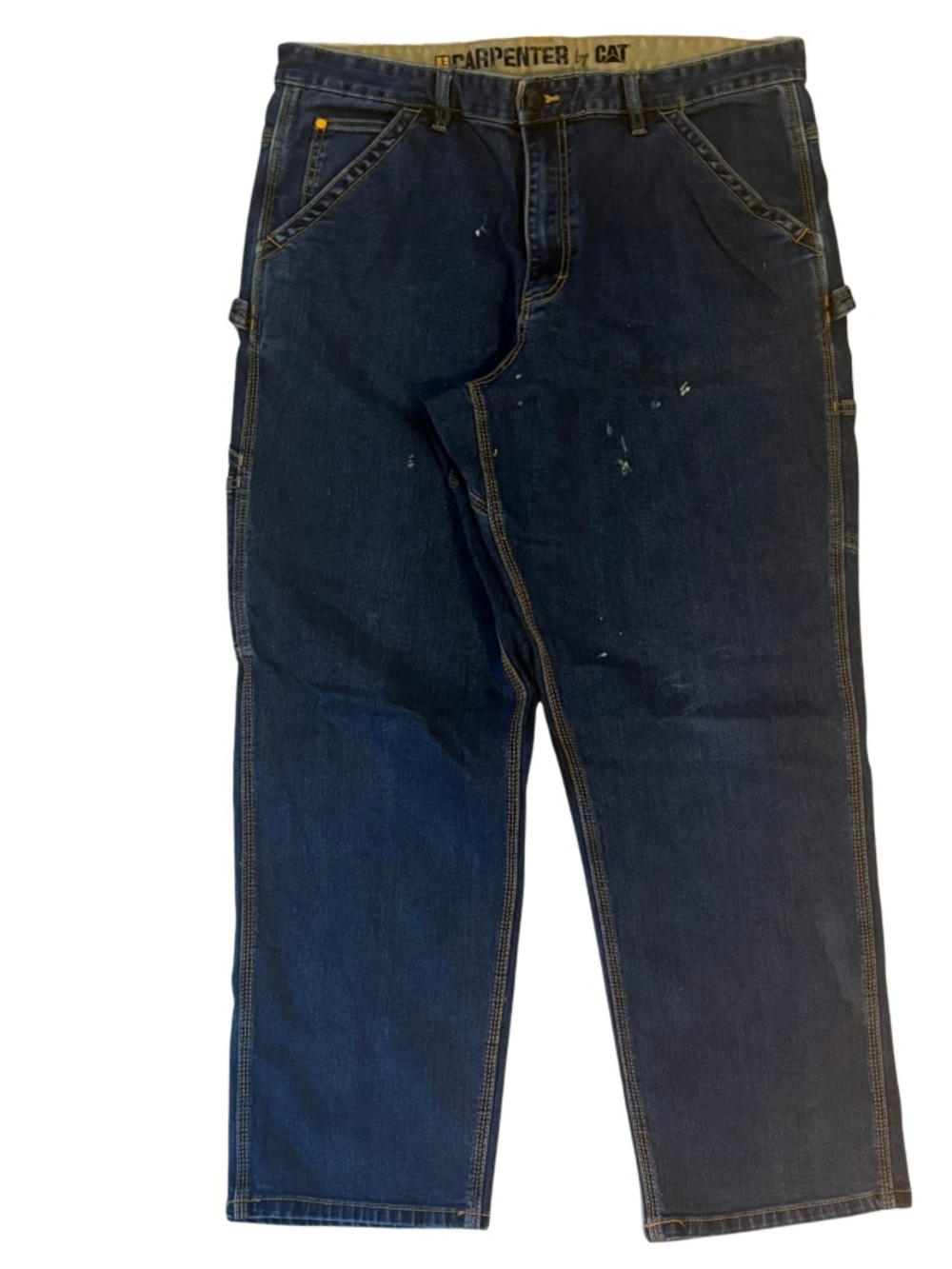 CAT Caterpillar Carpenter Jeans Mens 38x30 Blue Stretch Workwear Utility Pants